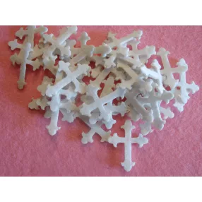 Fehér filc fa kereszt	 3,4x4,1cm  40db/csomag