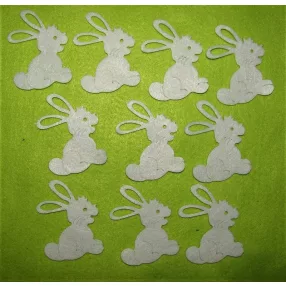 Fehér filc  ülő  nyuszi	10db/csomag	6x8cm vastagság 2mm