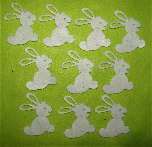 Fehér filc  ülő  nyuszi	10db/csomag	6x8cm vastagság 2mm