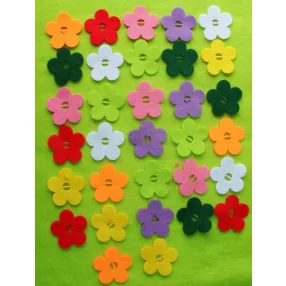  Filc felfűzhető virágok vegyes színekben 5x5cm 32db/csomag