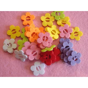   Filc felfűzhető virág vegyes színekben 2,9x2,8cm  50db/csomag