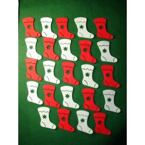 Piros és fehér filc  Zokni	24db/csomag	6x6cm  