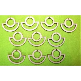   Natúr nyírfa fa Fülbevaló alap Kör és félkör 	 10Db / csomag	3,7x3cm  
