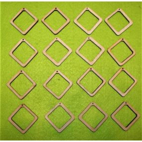   Natúr nyírfa fa Fülbevaló alap négyzet	 16Db / csomag	3x3cm  vastagság 3mm