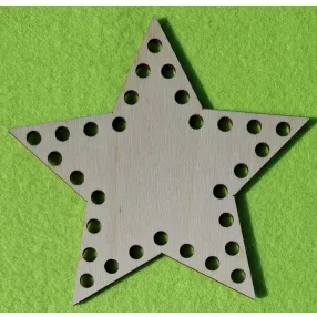   12,5x12cm  Natúr,nyír rétegelt lemez Horgolható  Csillag 6mm lyukkal	1db	vastagság 3mm
