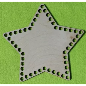   18x17cm Natúr,nyír rétegelt lemez Horgolható csillag   8 mm lyukkal 	1db	