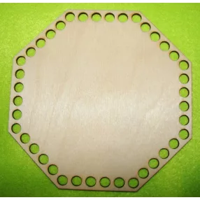   15x15cm  Natúr,nyír rétegelt lemez Horgolható nyolcszög    8mm lyukkal	1db	