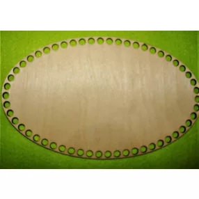   	24,5x14,5cm  Natúr,nyír rétegelt lemez Horgolható fa ovális  alap   7,5 mm lyukkal	1db