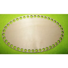   20x12cm Natúr,nyír rétegelt lemez Horgolható fa ovális  alap   8 mm lyukkal	1db	