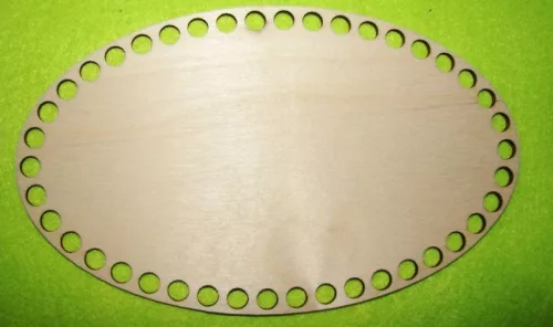 20x12cm Natúr,nyír rétegelt lemez Horgolható fa ovális  alap   8 mm lyukkal	1db	