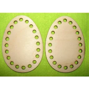   10x7cm  Natúr,nyír rétegelt lemez Horgolható fa Tojás 6mm lyukkal	2db	/ csomag