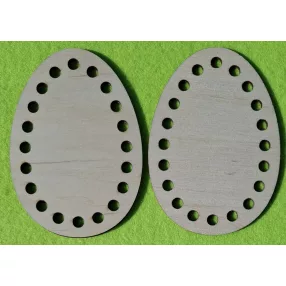   10x7cm  Natúr,nyír rétegelt lemez Horgolható fa Tojás 6mm lyukkal	2db	/ csomag