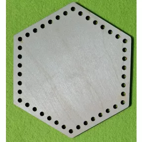  18,5x16cm  Natúr,nyír rétegelt lemez Horgolható hatszögletű   6mm lyukkal	1db	