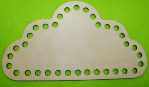 15,5x8,5 cm Natúr,nyír rétegelt lemez Horgolható felhő   6mm lyukkal	1db	