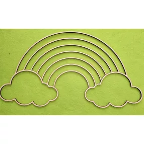   Natúr fa Makramézható  Szivárvány fa alap felhőkkel	1db	40x21cm