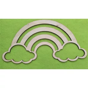   Natúr fa Makramézható  Szivárvány fa alap 3 soros felhőkkel	1db	40x21cm