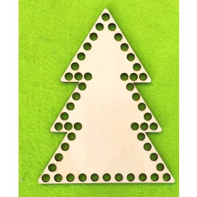   14x18cm Natúr,nyír rétegelt lemez Horgolható  fa Kicsi  fenyőfa   alap   8mm lyukkal 	1db	