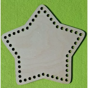   20x19,5cm  Natúr,nyír rétegelt lemez Horgolható  fa Csillag alap   7mm lyukkal 	1db	
