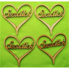 Natúr fa szeretlek szívben 4db/csomag 10x9cm 