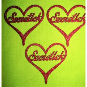 Piros csillámos fa szeretlek szívben 3db/csomag	10x9cm  