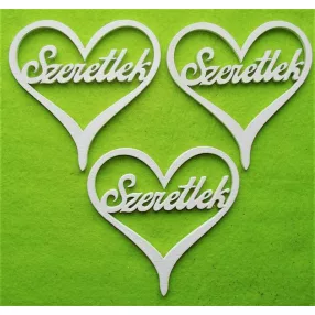 Szeretlek szívben fehér 3db/csomag