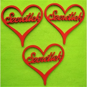 Piros fa Szeretlek szívben 3db/csomag