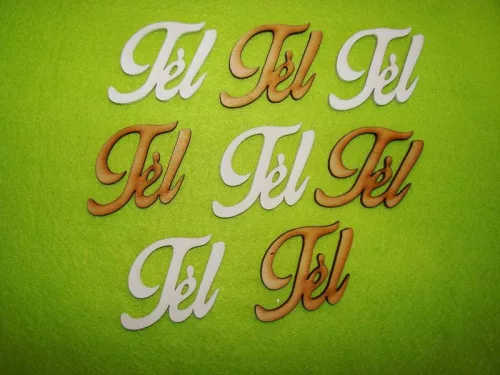 Natúr és Fehér színű ,fa  alapú HDF(nem tömörfa)  tél felirat 	8db/csomag	7x4,5cm 