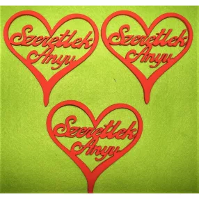 Piros  fa szeretlek anyu szivel	3db/csomag	10x10cm