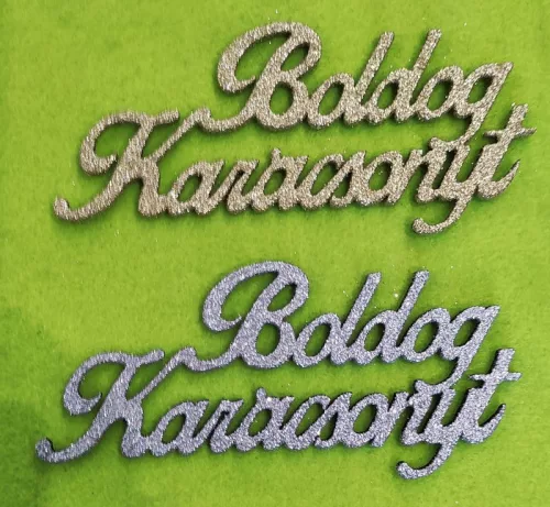 Csillámos ,fa alapú HDF(nem tömörfa)   Boldog karácsonyt	2db/csomag	15x7cm  