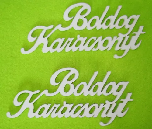 Fehér színű ,fa  alapú HDF(nem tömörfa)  Boldog karácsonyt 15x7cm  2db/csomag