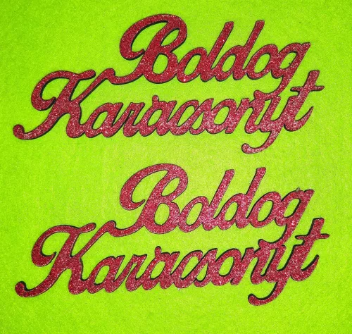 Piros csillámo,fa alapú HDF(nem tömörfa)  Boldog karácsonyt	2db/csomag	15x7cm 