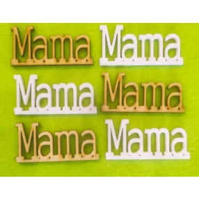  Fehér és natúr fa Mama  	6db/csomag	6,5x3cm 