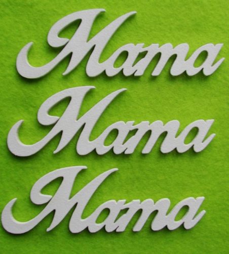 Fehér  fa Mama 13x4,5cm  3db/csomag