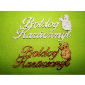   Natúr és Fehér színű ,fa  alapú HDF(nem tömörfa)  boldog karácsonyt hoemberrel 15x7cm  2db/csomag 