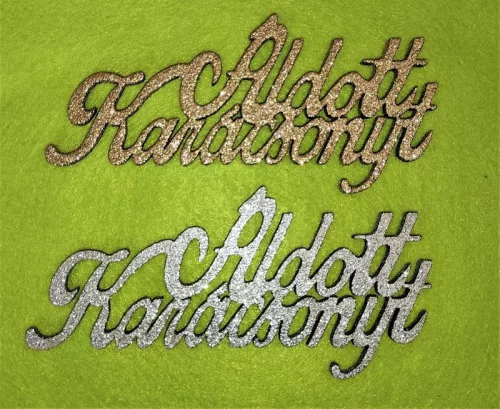 Csillámos ,fa alapú HDF(nem tömörfa)   Áldott karácsonyt 2db/csomag	15x7cm  