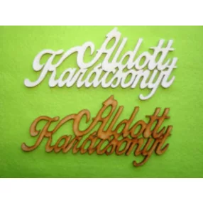   Fehér és natúr színü   ,Nyír rétegelt lemez Áldott karácsonyt	2db/csomag	15x7cm 
