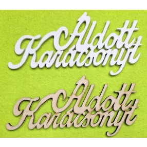   Fehér és natúr színü   ,Nyír rétegelt lemez Áldott karácsonyt	2db/csomag	15x7cm 