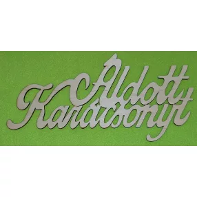 Natúr,nyír rétegelt lemez Áldott karácsonyt 30x14cm  