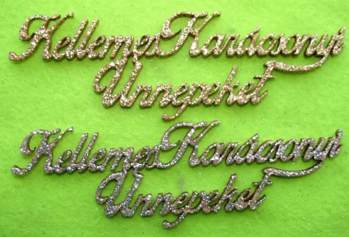 Csillámos ,fa alapú HDF(nem tömörfa)   Kellemes karácsonyi ünnepeket	2db/csomag	15x4,8cm 