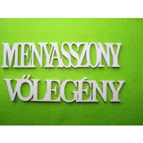   Fehér színű ,fa  alapú HDF(nem tömörfa)  Menyasszony,vőlegény szett	1szett/csomag	14x3cm 