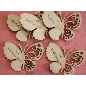  Fehér fa sok boldogságot pillangó 5x7cm 5db/csomag	