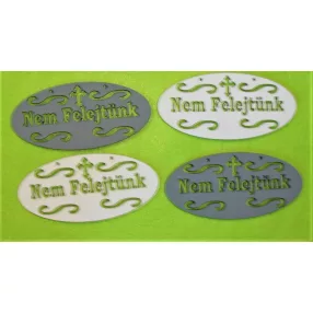 Fehér és szürke fa Nem felejtünk  ovál 10,5x5cm  