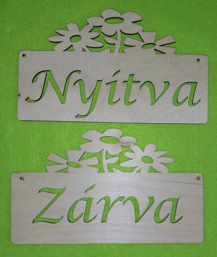 Natúr fa nyitva zárva tábla 24x14,5cm