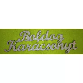 Ezüst csillámos   fa Boldog karácsonyt	1db 	40x13cm 