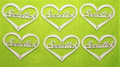 Fehér fa szeretlek szivben 6db/csomag	6x4,5cm 