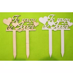   Fehér és natúr fa Beszúrós Te vagy az igazi	2db/csomag	11x13,5cm  
