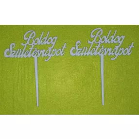    Világoskék  színű  színü   ,Nyír rétegelt lemezfa Boldog születésnapot  beszúrós 	2db/csomag	10x12cm 