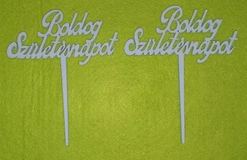  Világoskék  színű  színü   ,Nyír rétegelt lemezfa Boldog születésnapot  beszúrós 	2db/csomag	10x12cm 