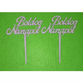    Rózsaszín színű ,nyír rétegelt lemez Boldog Névnapot beszúrós 	2db/csomag	9 x12cm 