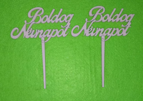  Rózsaszín színű ,nyír rétegelt lemez Boldog Névnapot beszúrós 	2db/csomag	9 x12cm 